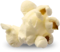 A single cluster of popped popcorn, cream white with warm golden edges.