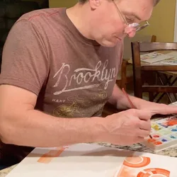 Thad painting from the Vermilion Series in watercolor