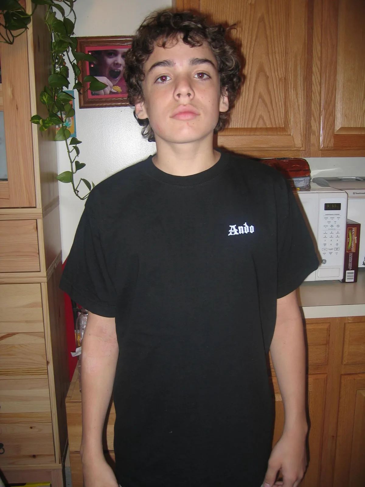 Ando wearing his finished Hallway Brotherhood shirt